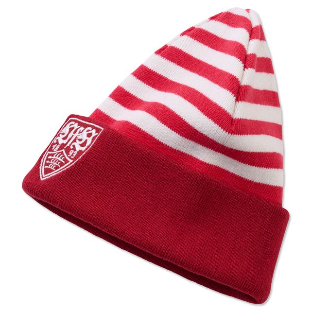 rot-weiß gestreifte Mütze mit VfB Wappen 