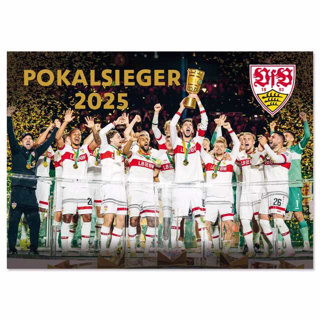Poster mit dem Siegerfoto der Mannschaft mit der Aufschrift Pokalsieger 2025