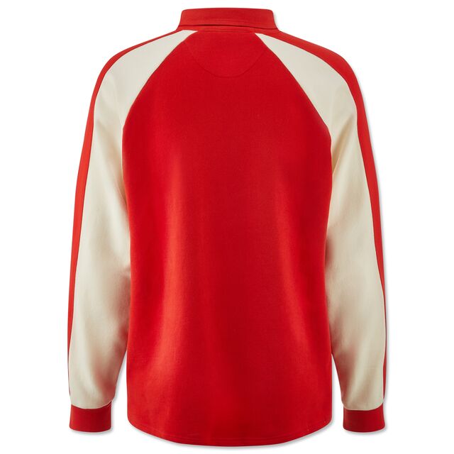 weiß-rote Rückseite des Longsleeves