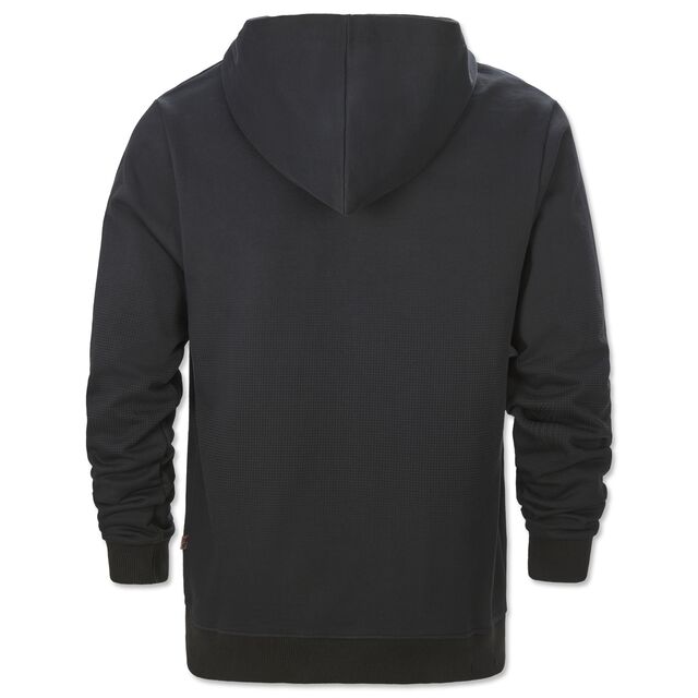 dunkelgraue Rückseite des Hoodies