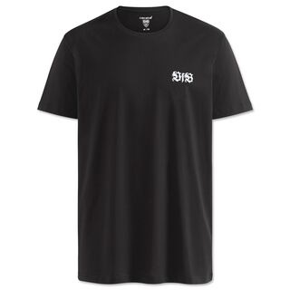 schwarzes T-Shirt mit weißem VfB Logo auf der Brust
