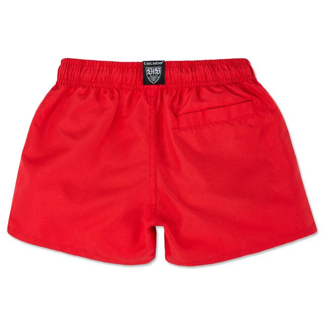 rote Rückseite der Badeshorts mit Hosentasche