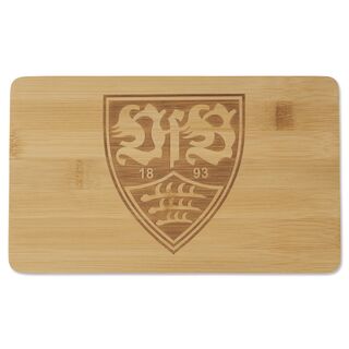 Holzbrettchen mit großem VfB Wappen in der Mitte