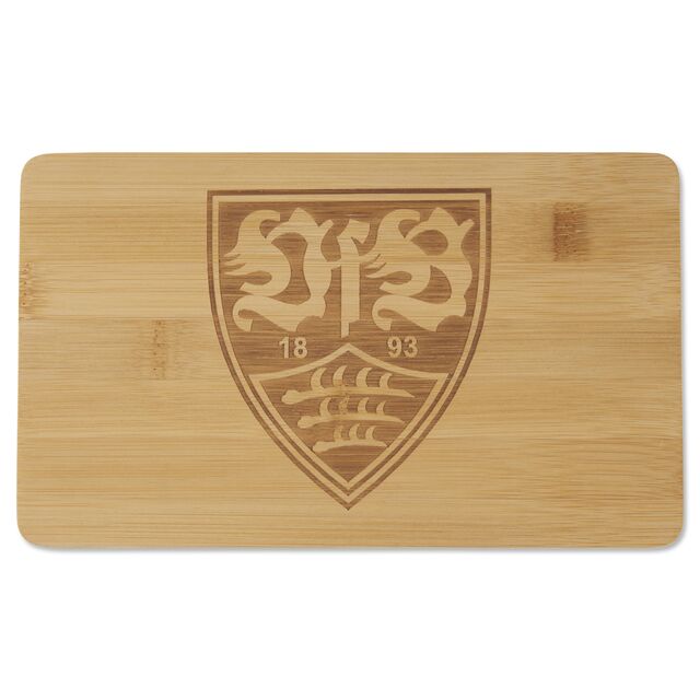 Holzbrettchen mit großem VfB Wappen in der Mitte