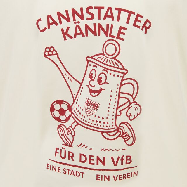 Rückseite mit Schriftzug Cannstatter Kännle (oben) und Für den VfB, eine Stadt, ein Verein (unten). In der Mitte befindet sich eine Abbildung einer Kanne mit Gesicht und Ball am Fuß