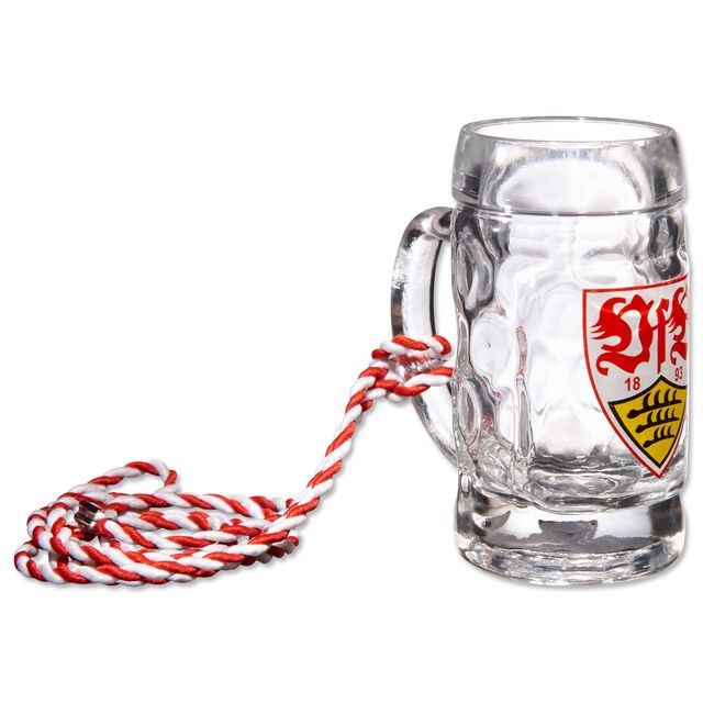 Schnapsseidel mit VfB Wappen und rot-weißer Kordel