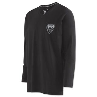 schwarzes Pyjama Oberteil mit VfB Wappen