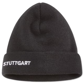 schwarze Strickmütze mit weißer Aufschrift VfB Stuttgart