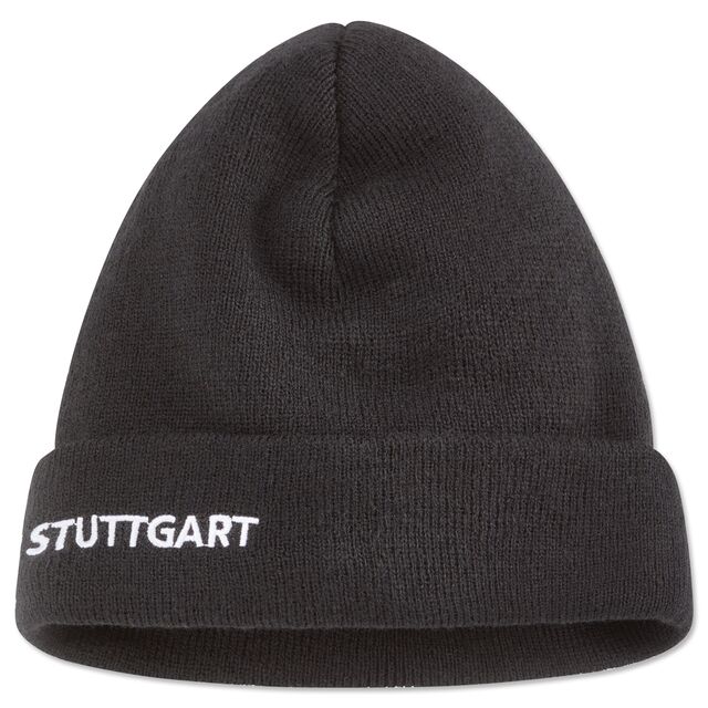 schwarze Strickmütze mit weißer Aufschrift VfB Stuttgart