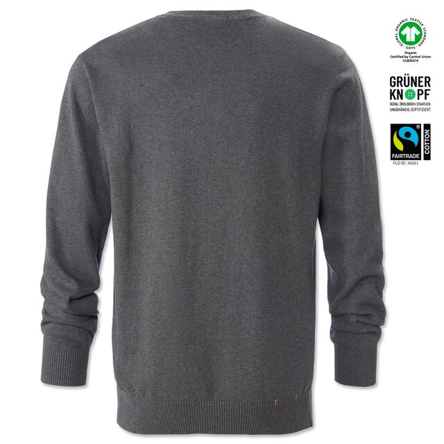 graue Rückseite des Strickpullovers