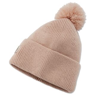 Beanie in Beige mit Bommel und silbernem VfB Wappen 