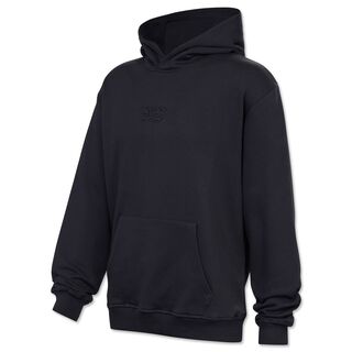 schwarzer Hoodie mit Kängurutaschen und kleinem schwarzen VfB Logo