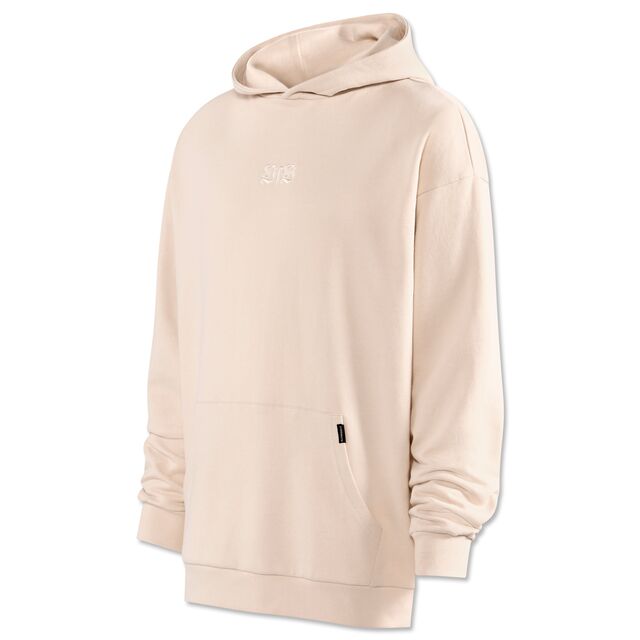 beigefarbener Hoodie mit kleinem VfB Logo und Seitentaschen