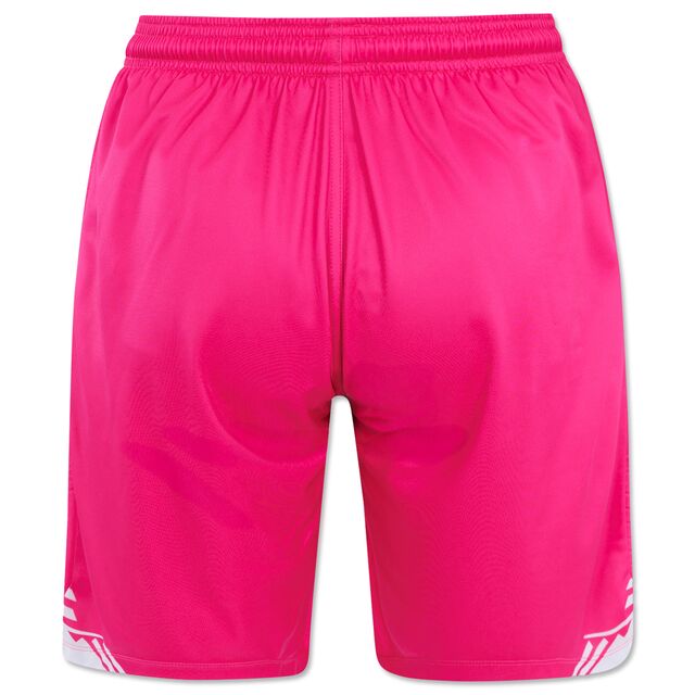 pinke Rückseite der VfB Torwartshorts 25/26 mit weißem Stäffele Muster unten am Rand