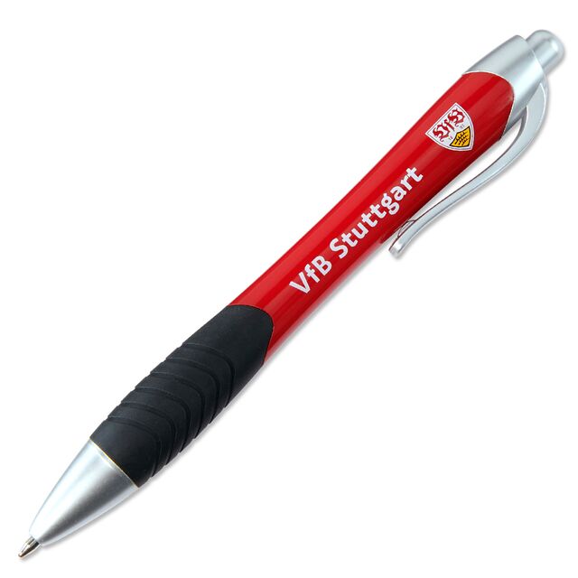 roter Kugelschreiber mit VfB Wappen und der Aufschrift VfB Stuttgart