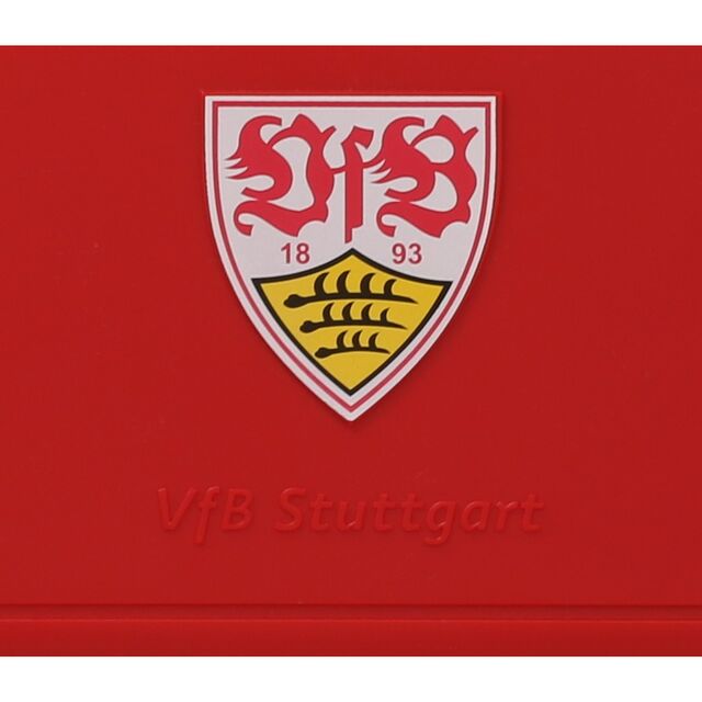 Rote Brotdose mit VfB Wappen und VfB Stuttgart Schriftzug 