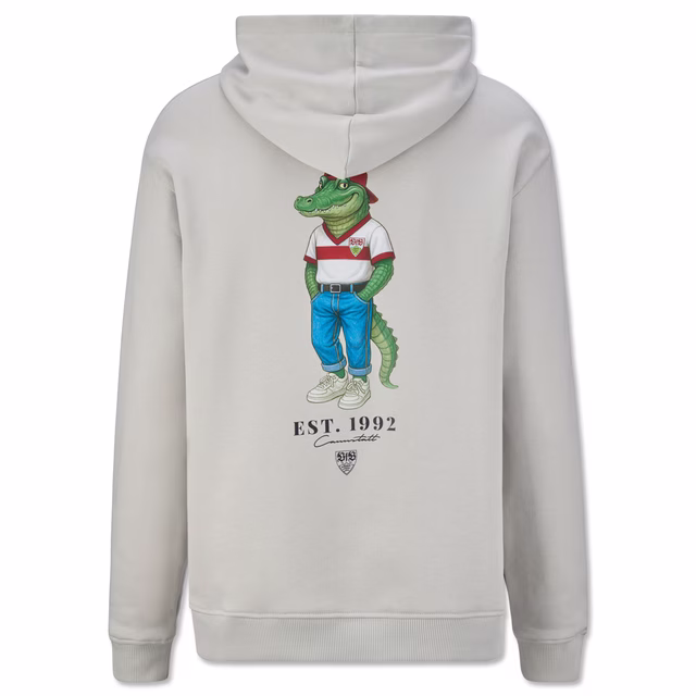 Rückseite mit Fritzle im Jeans Style und Schriftzug EST 1992 Cannstatt und VfB Wappen 