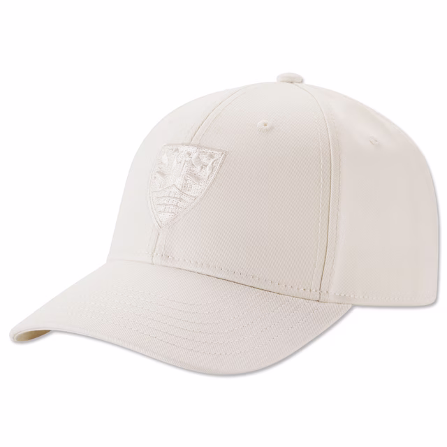 beigefarbene Cap mit beigefarbenem VfB Wappen auf der Vorderseite