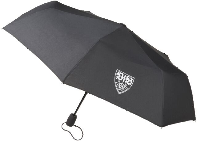Schwarzer Regenschirm mit silbernem VfB Wappen 