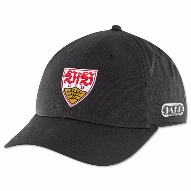 Schwarze Cap mit VfB Wappen in der Mitte und JAKO Logo an der Seite 