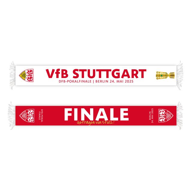 weiße und rote Seite des VfB Schals Pokalfinale 2025