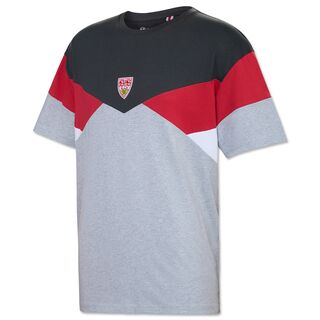 T-Shirt in Grau, Schwarz und Rot mit VfB Wappen 