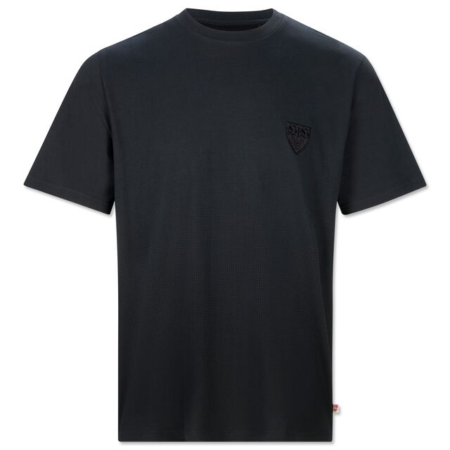 T-Shirt mit grau-schwarzem Farbverlauf und VFB Wappen auf der Brust