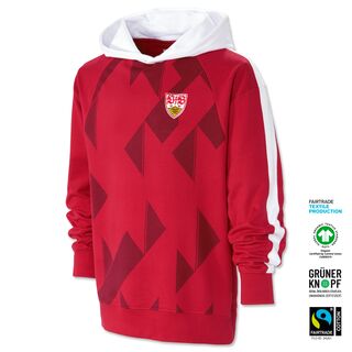 Hoodie in verschiedenen Rottönen mit weißer Kapuze