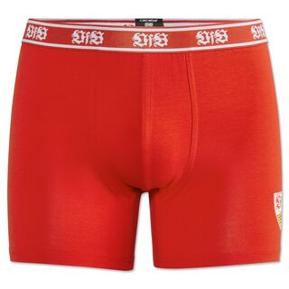 rote Boxershorts mit VfB Logo am oberen Rand und VfB Wappen an der Seite