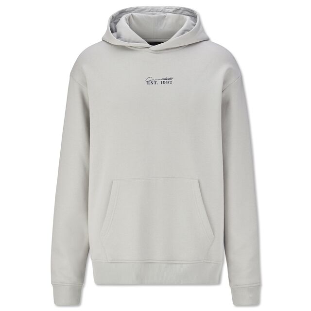 Grauer Hoodie mit Schriftzug EST 1992 Cannstatt 