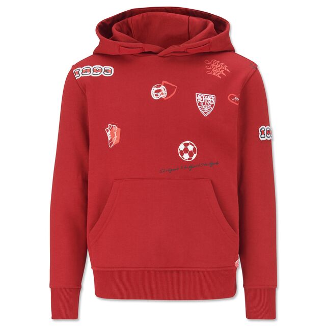 Hoodie in rot mit VfB Motiven 