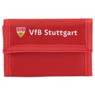 rote Nylongeldbörse mit VfB Wappen und der Aufschrift VfB Stuttgart